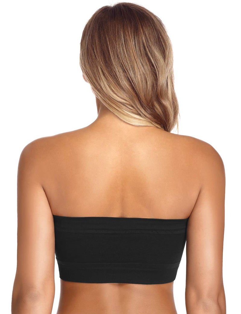 ANGOOL Strapless Comfort Wireless Bra with Slip Silicone Bandeau Bralette Tube Top 1Pack Black - Image 3